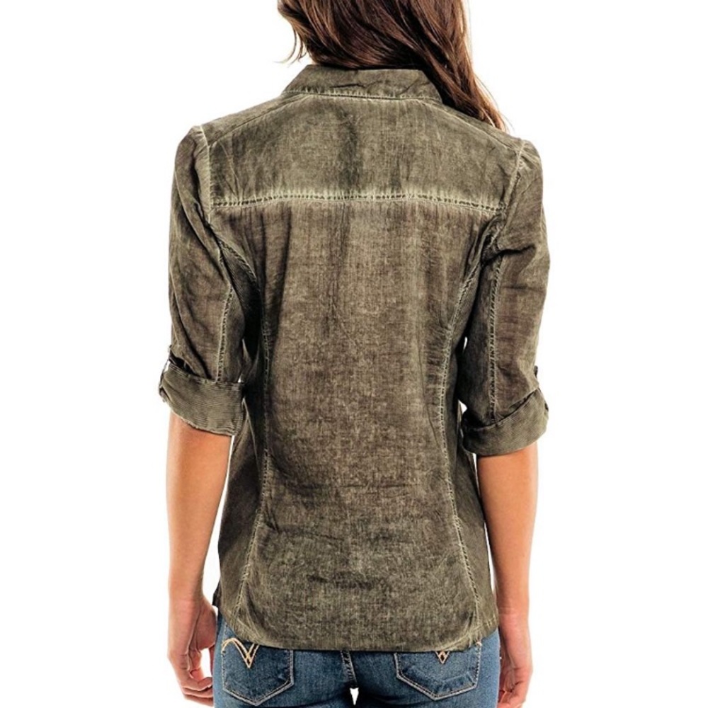 Charcoal Grey Washed Elan Button Down